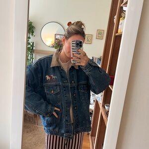 Vintage Western Denim Jacket with Horse Embroidery